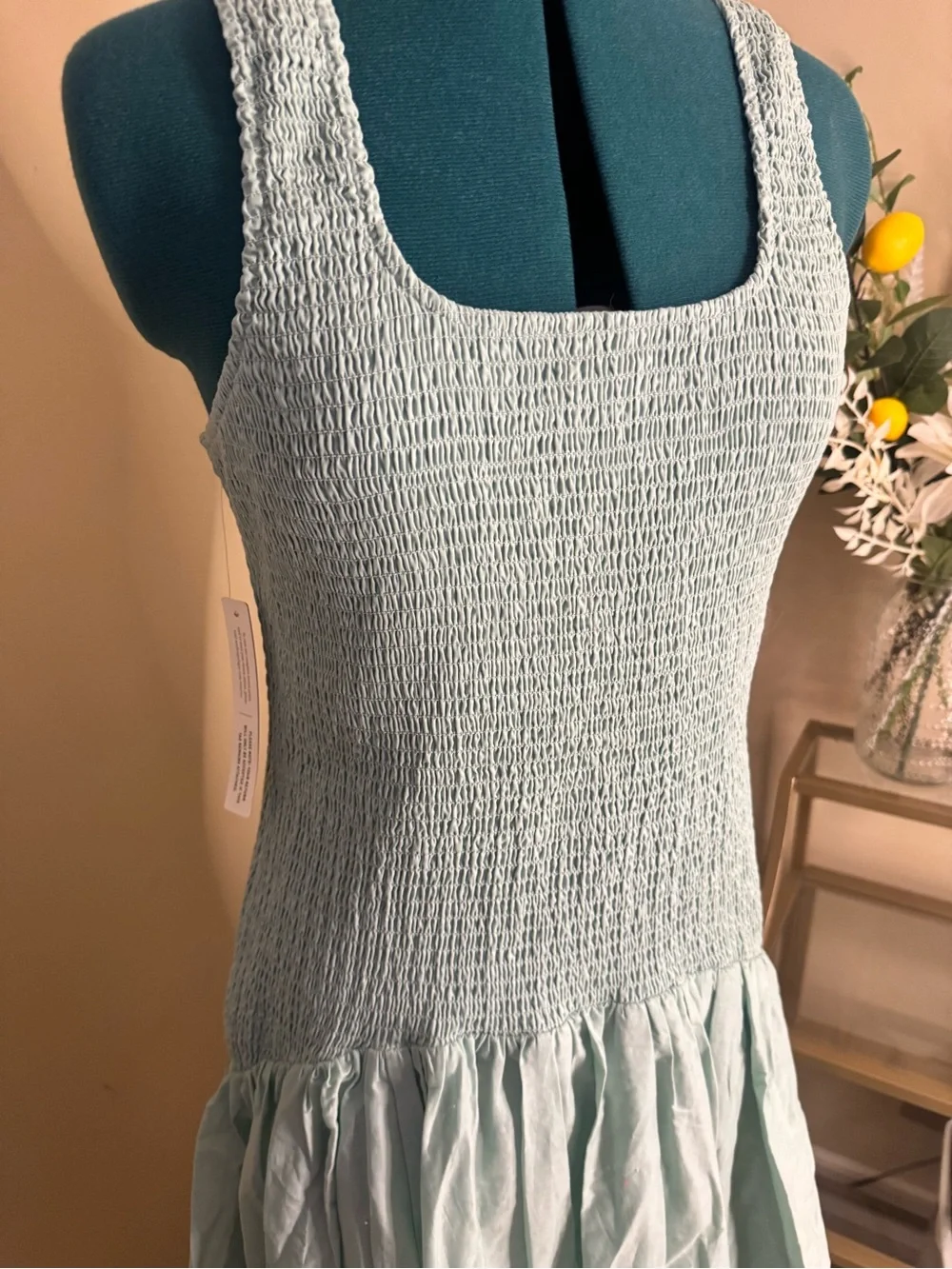 Hutch Mint Green Sleeveless Smocked Midi Dress - Picture 2 of 4